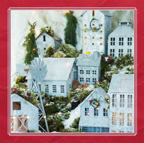 metal folding christmas house scene white|Amazon.com: Galvanized Christmas Village.